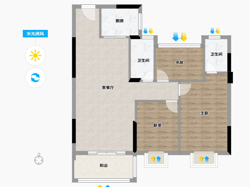 江西省-九江市-君悦府-86.59-户型库-采光通风