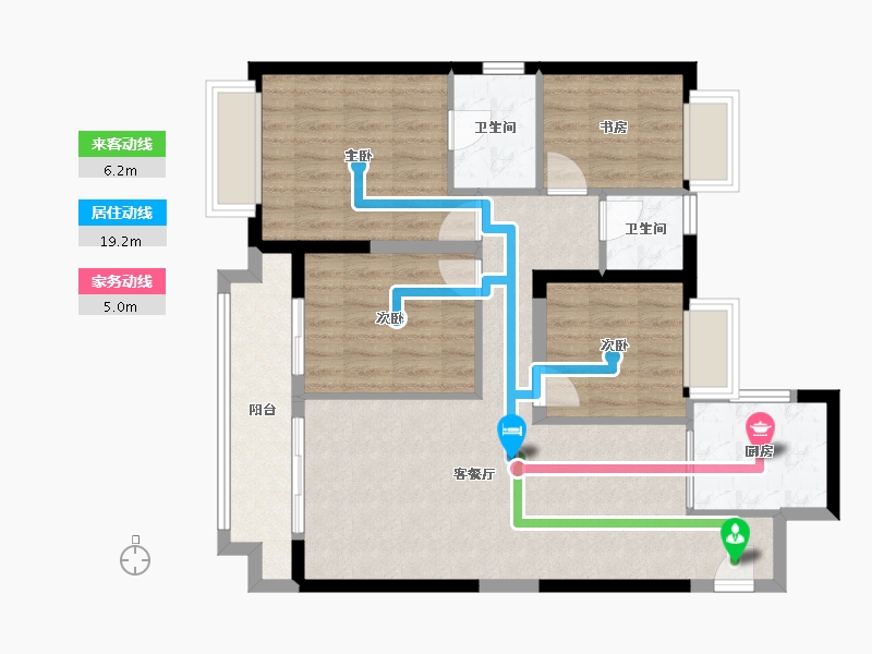 湖南省-长沙市-红星天铂-88.79-户型库-动静线