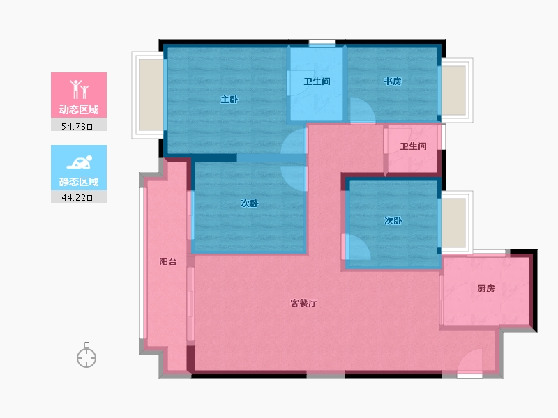 湖南省-长沙市-红星天铂-88.79-户型库-动静分区