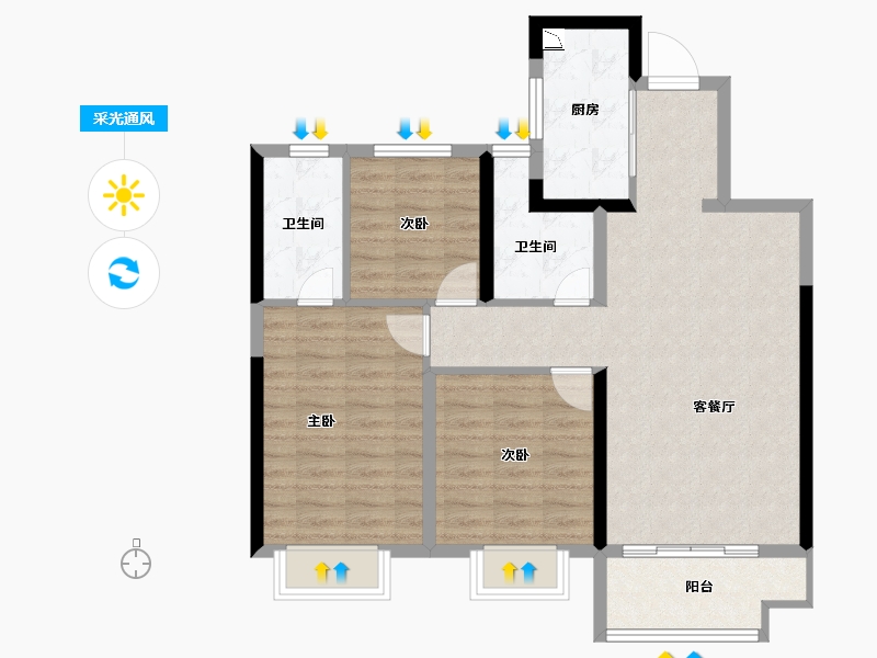 江西省-九江市-金科・财富名门-84.06-户型库-采光通风