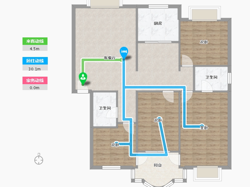 陕西省-西安市-长庆未央湖花园-110.43-户型库-动静线