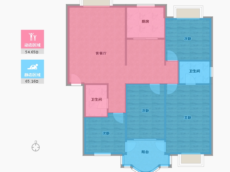 陕西省-西安市-长庆未央湖花园-110.43-户型库-动静分区