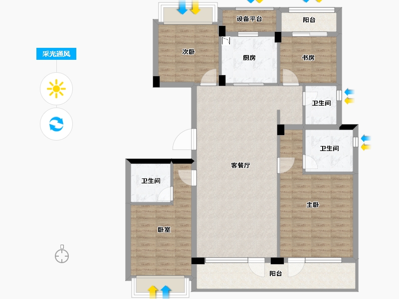 浙江省-衢州市-云澜府-117.35-户型库-采光通风