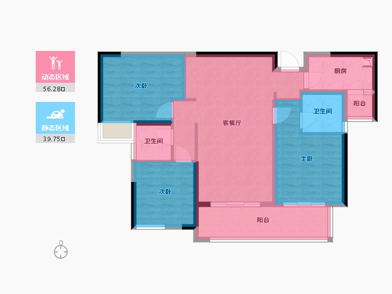 四川省-成都市-中铁城温江-85.59-户型库-动静分区