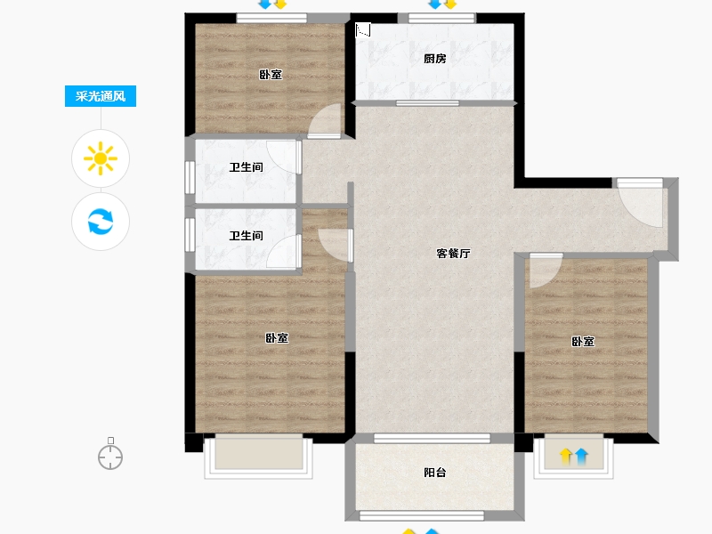 天津-天津市-碧桂园金誉府-96.04-户型库-采光通风