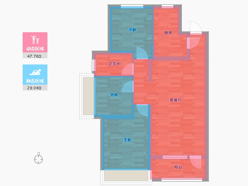 辽宁省-沈阳市-沈阳国瑞城-67.64-户型库-动静分区