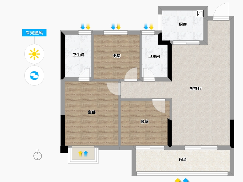 湖北省-武汉市-帝大・御�Z城-77.13-户型库-采光通风