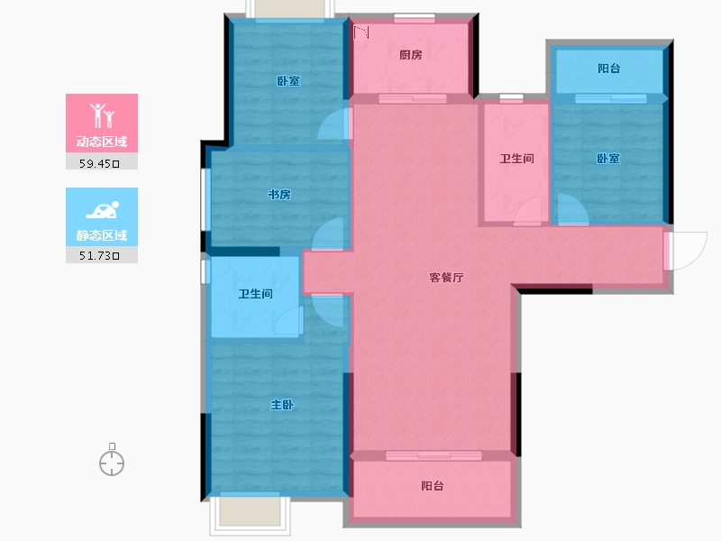 湖北省-武汉市-帝大・御�Z城-100.06-户型库-动静分区