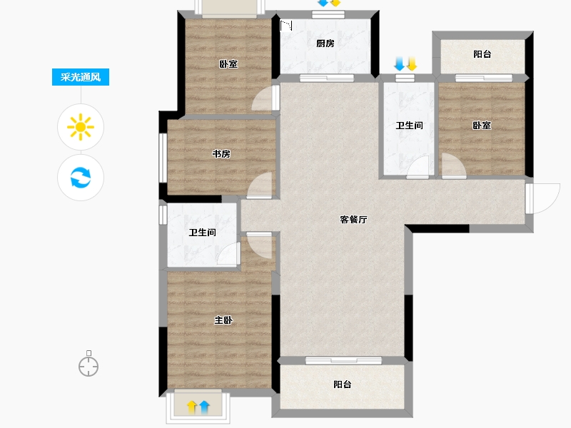 湖北省-武汉市-帝大・御�Z城-100.06-户型库-采光通风