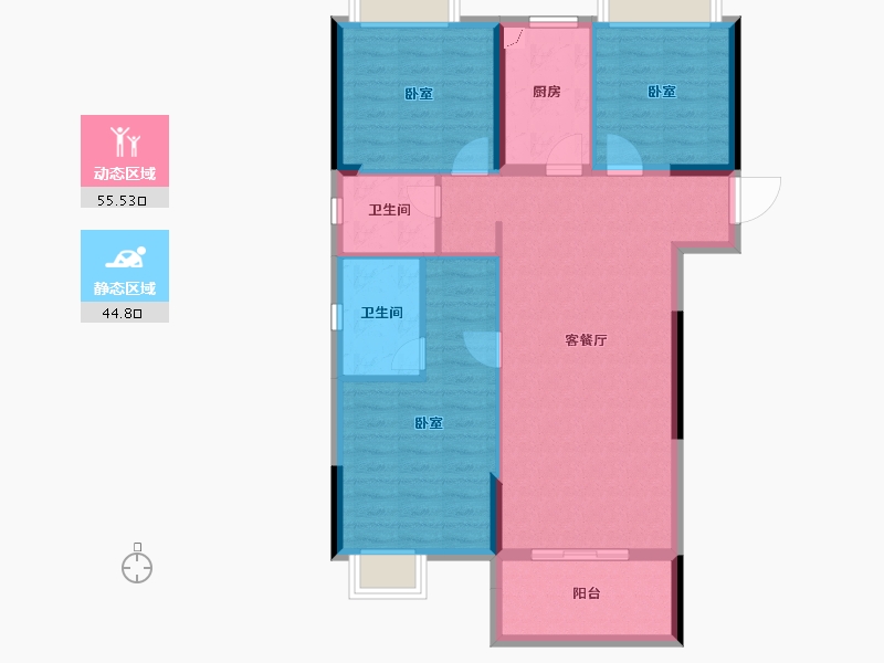 湖北省-武汉市-帝大・御�Z城-90.52-户型库-动静分区