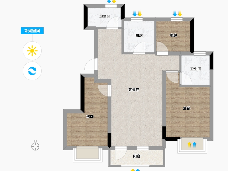 辽宁省-大连市-金科集美郡-68.52-户型库-采光通风