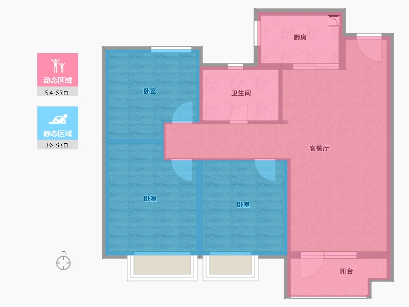 山东省-潍坊市-中梁龙玺台-81.87-户型库-动静分区