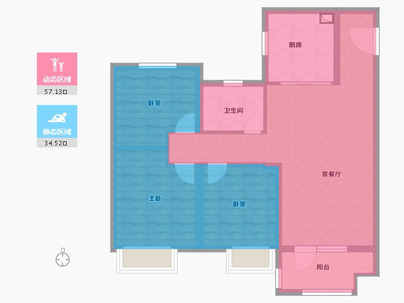 山东省-潍坊市-中梁龙玺台-81.74-户型库-动静分区