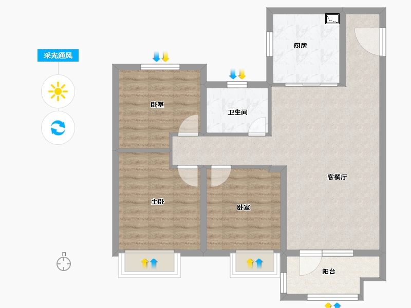 山东省-潍坊市-中梁龙玺台-81.74-户型库-采光通风