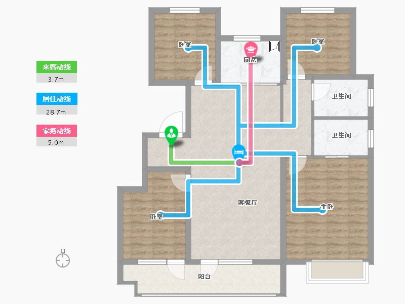 山东省-潍坊市-中梁龙玺台-104.33-户型库-动静线