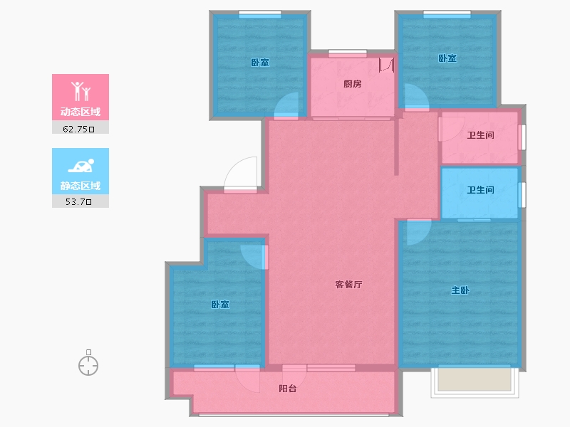 山东省-潍坊市-中梁龙玺台-104.33-户型库-动静分区