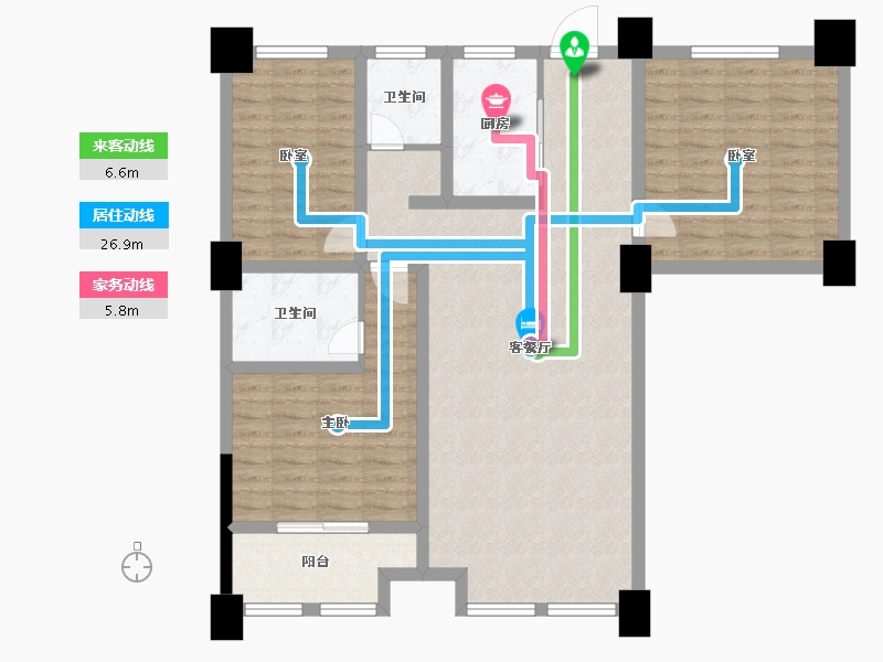 安徽省-宿州市-凤鸣广场-107.20-户型库-动静线