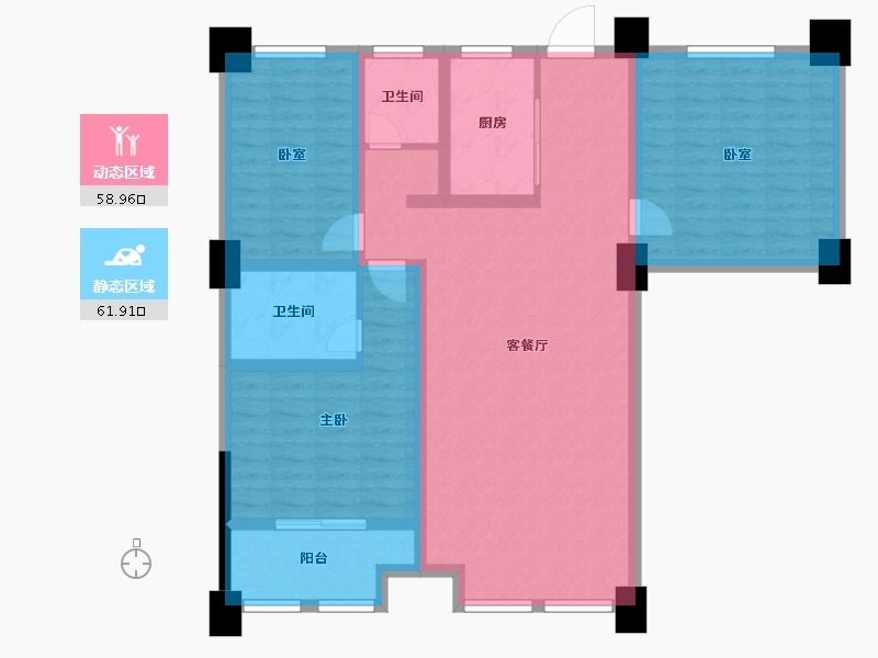 安徽省-宿州市-凤鸣广场-107.20-户型库-动静分区