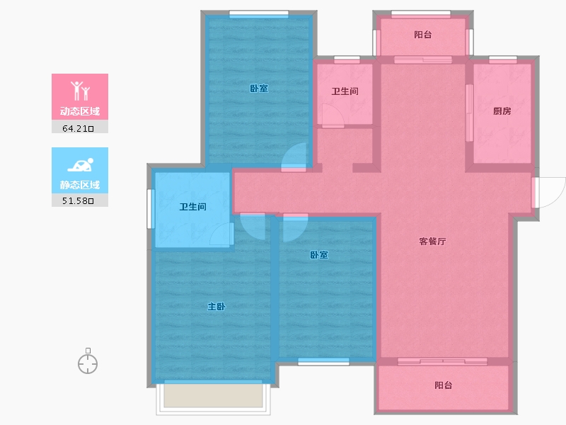 河南省-南阳市-北斗星城-103.41-户型库-动静分区