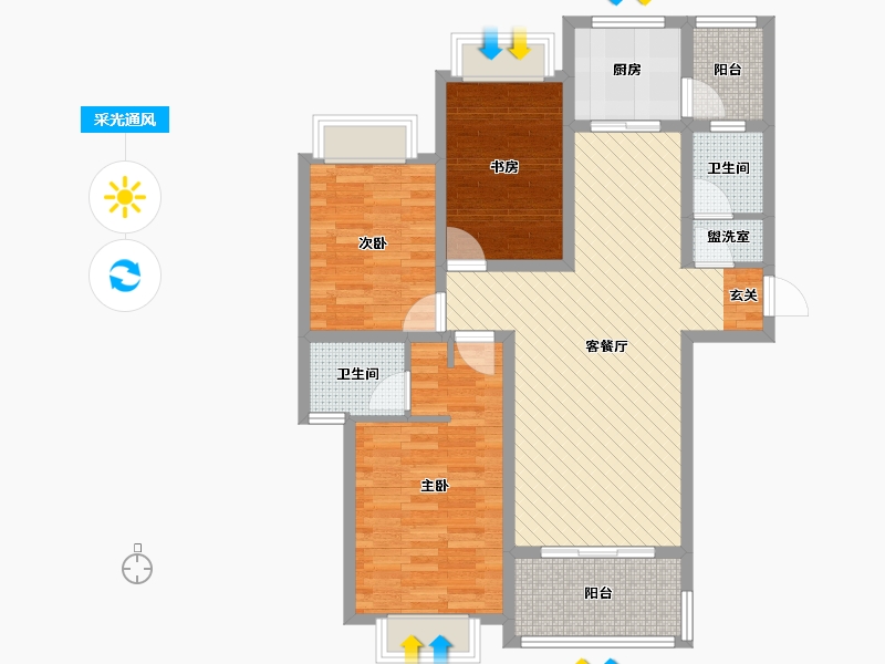 山东省-枣庄市-世好国际花园-93.03-户型库-采光通风