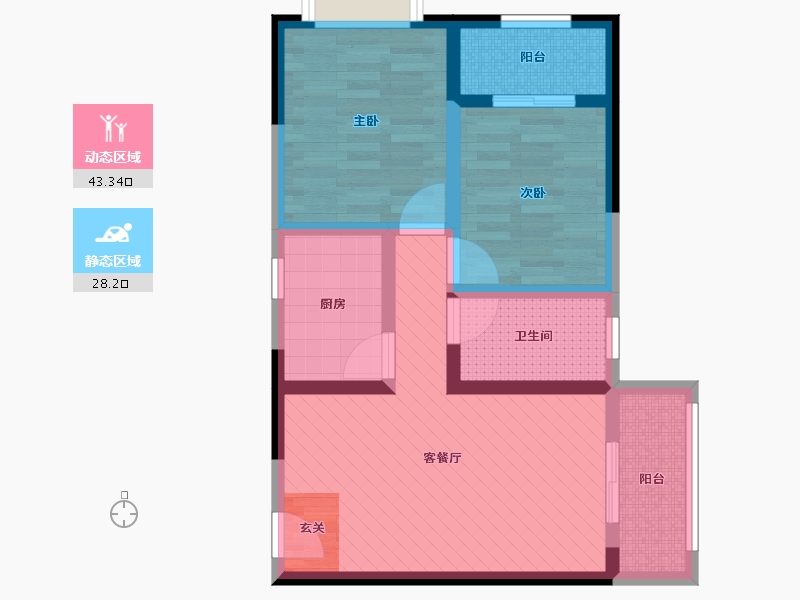 陕西省-西安市-曲江林语-60.87-户型库-动静分区