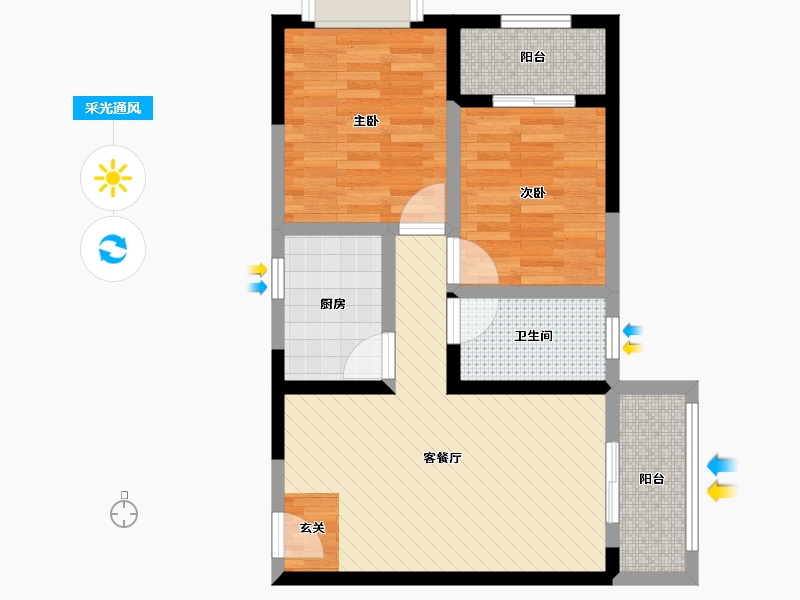 陕西省-西安市-曲江林语-60.87-户型库-采光通风