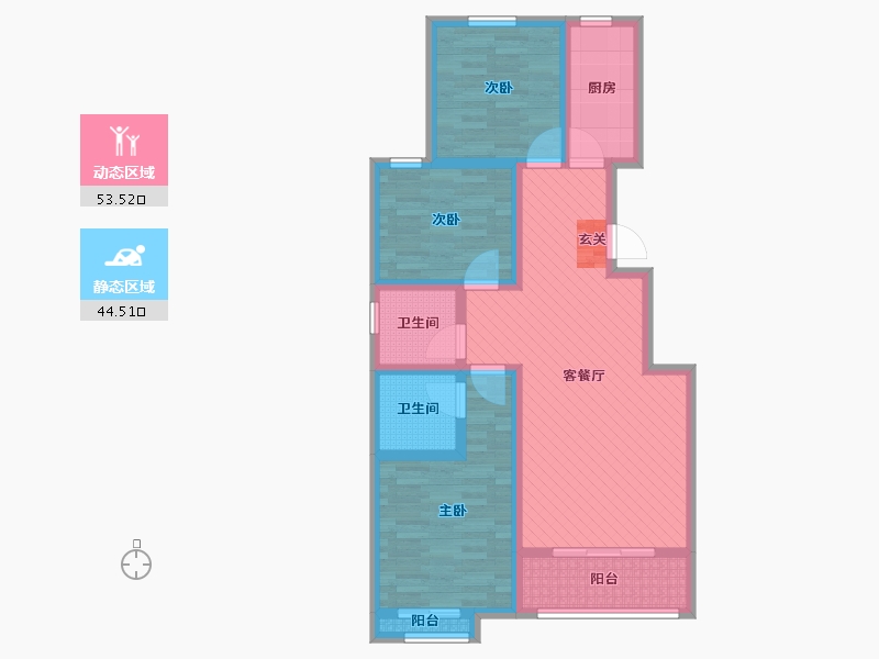 陕西省-咸阳市-阳光城-83.99-户型库-动静分区