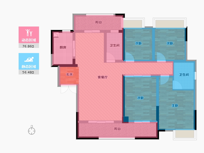 湖南省-长沙市-溶江小区-115.30-户型库-动静分区