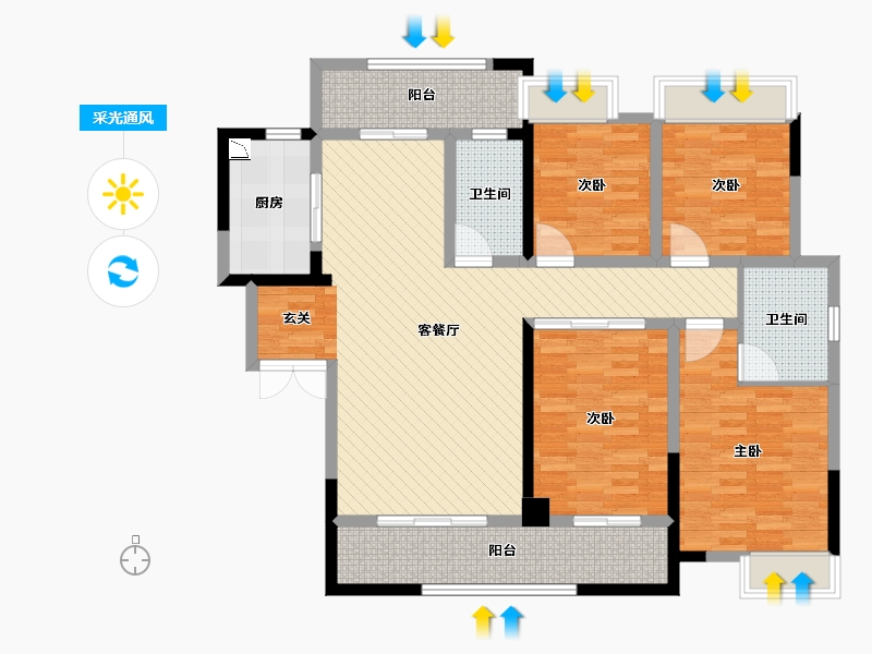 湖南省-长沙市-溶江小区-115.30-户型库-采光通风