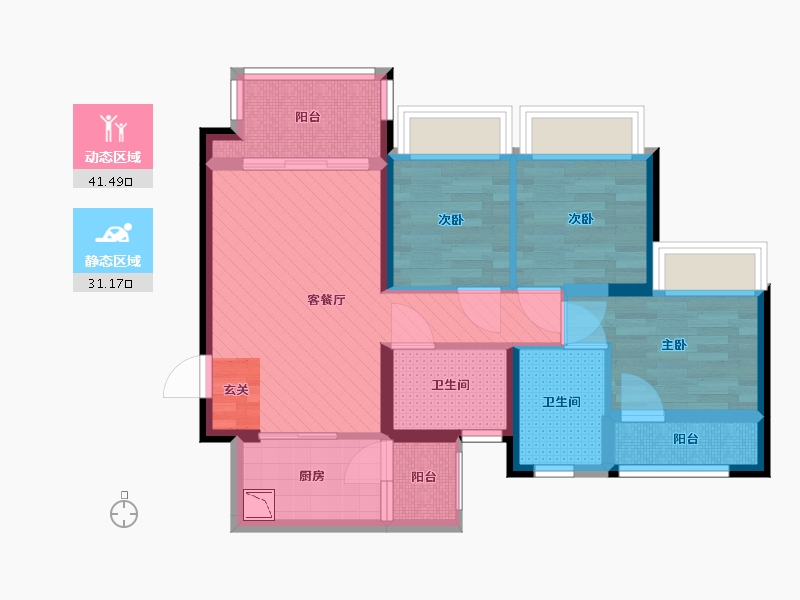 广东省-深圳市-中粮天悦壹号-61.67-户型库-动静分区