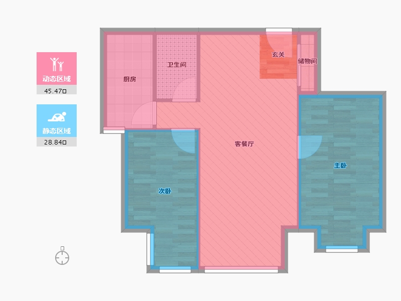 北京-北京市-璞瑅-66.90-户型库-动静分区