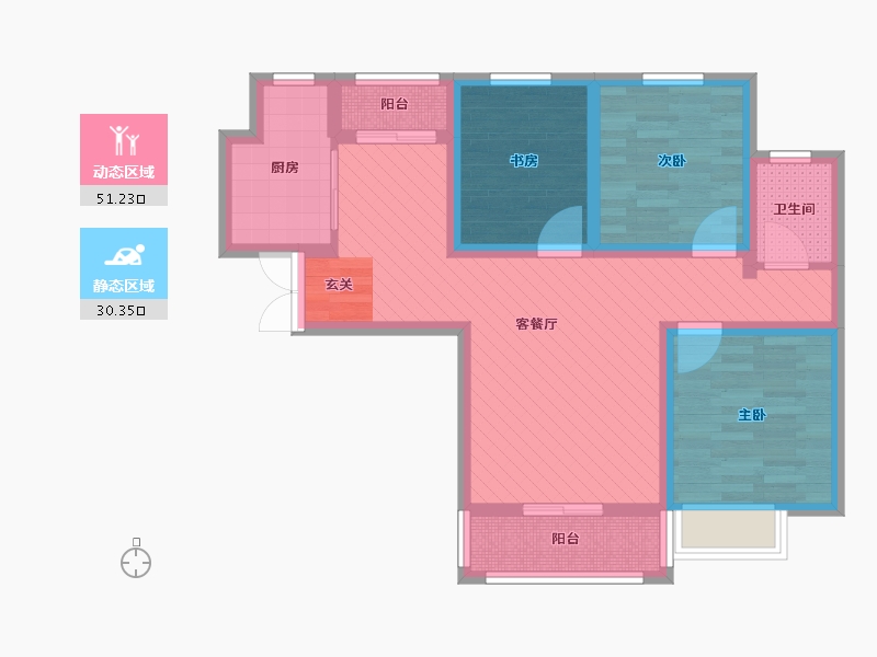 河南省-郑州市-糖果时光-69.39-户型库-动静分区