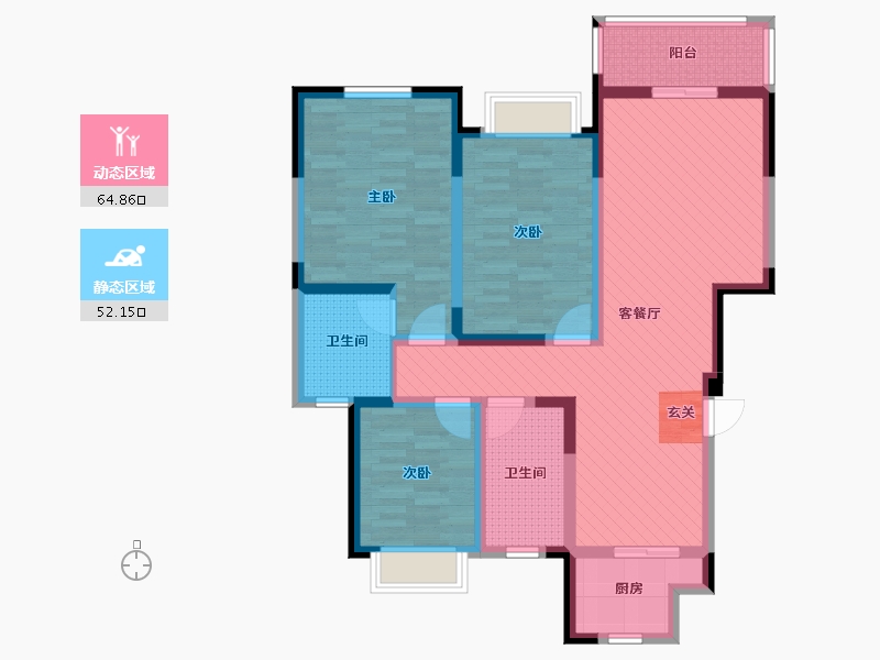 江苏省-苏州市-陈东庄花苑-102.00-户型库-动静分区