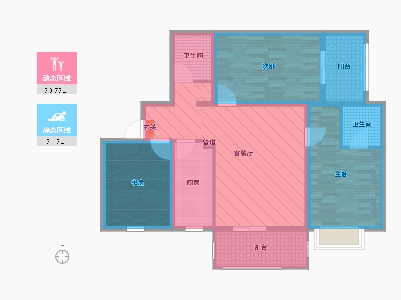 陕西省-西安市-咸宁东路49号-92.00-户型库-动静分区