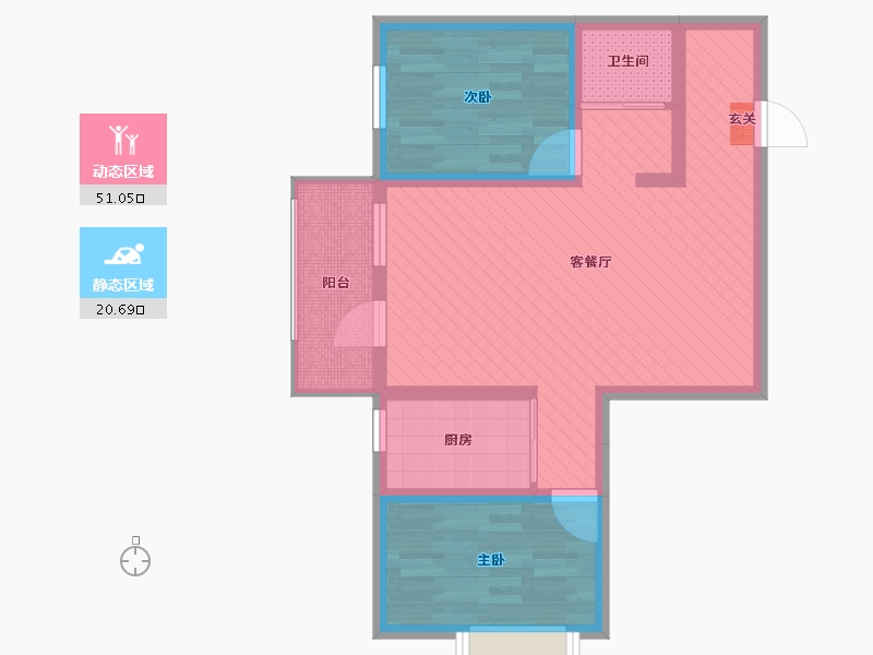 新疆维吾尔自治区-乌鲁木齐市-馨和园-62.22-户型库-动静分区