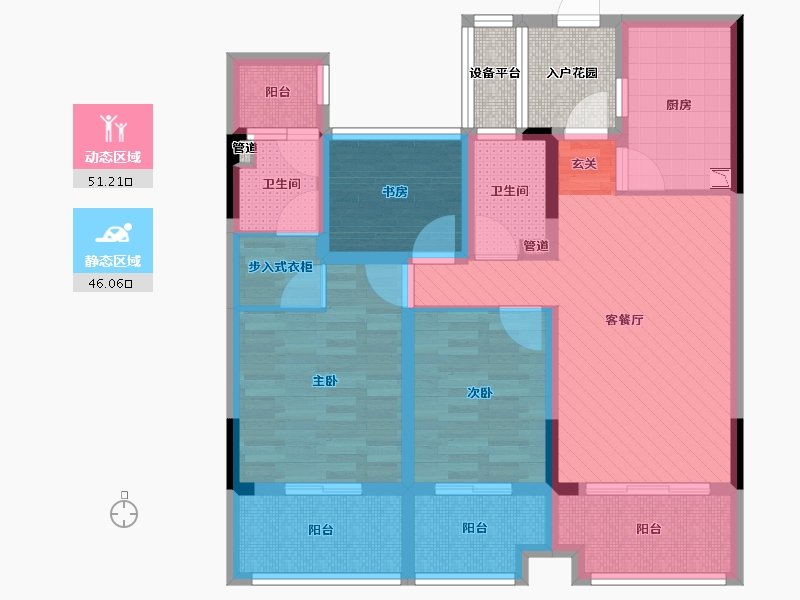 浙江省-杭州市-金满府-88.18-户型库-动静分区