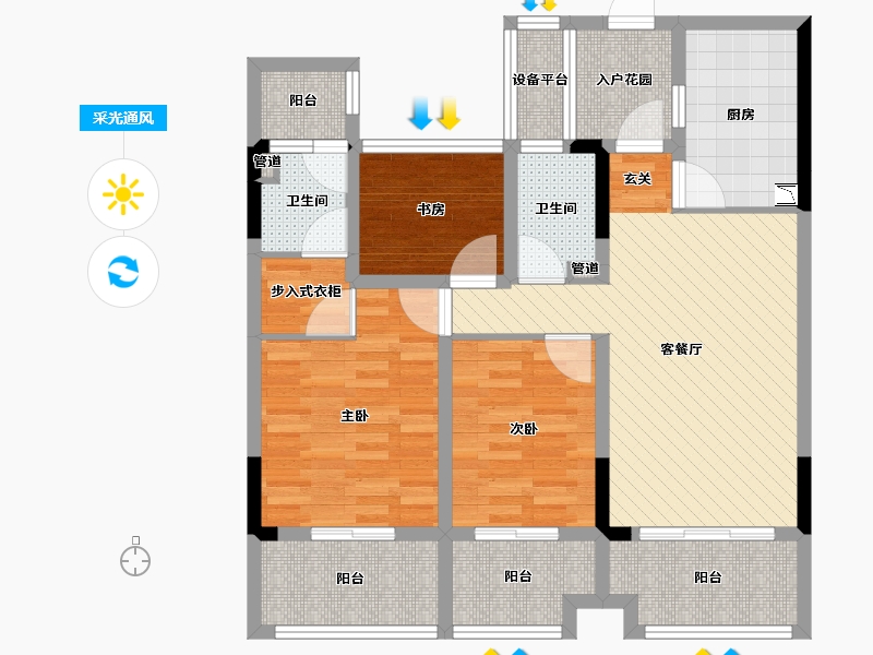 浙江省-杭州市-金满府-88.18-户型库-采光通风