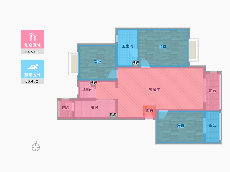 甘肃省-兰州市-北岸公馆-110.40-户型库-动静分区