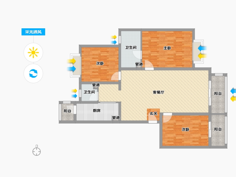 甘肃省-兰州市-北岸公馆-110.40-户型库-采光通风