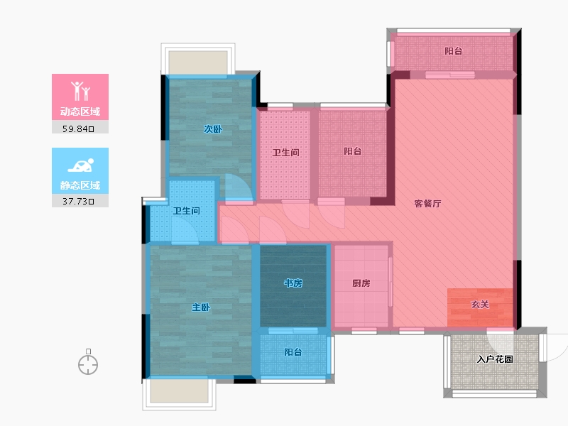 湖北省-武汉市-铁机村还建楼-89.09-户型库-动静分区