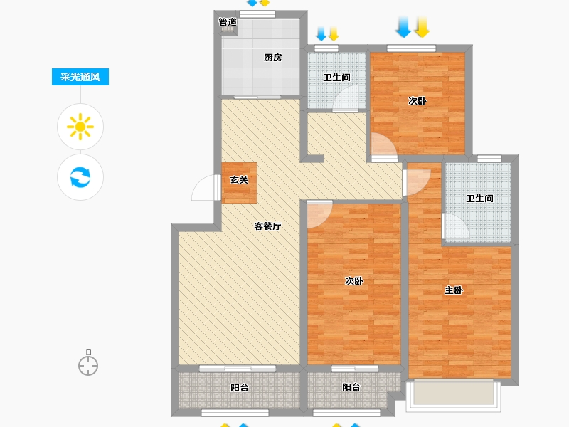 山东省-济南市-中建国熙台-103.35-户型库-采光通风