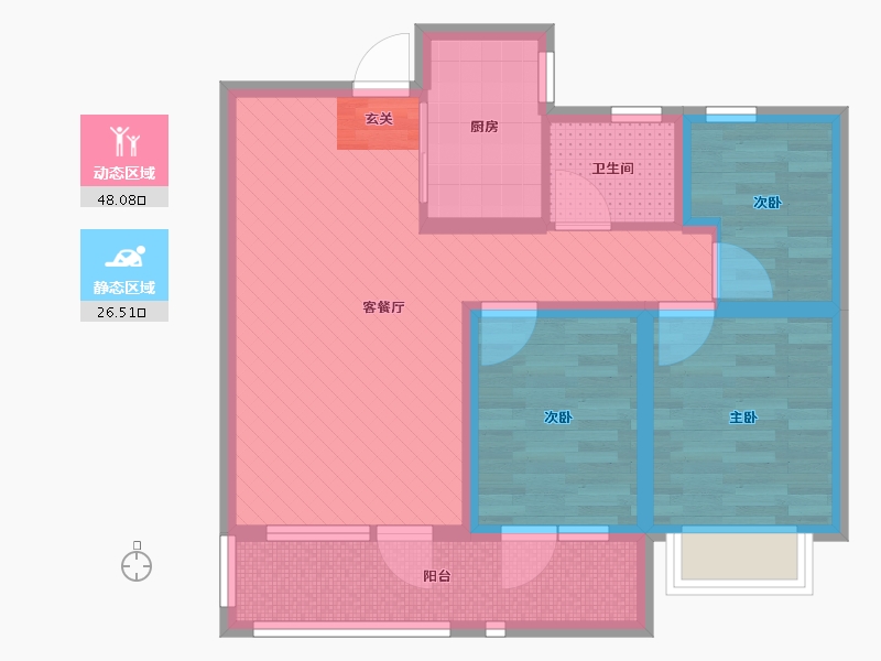 山东省-东营市-中南世纪城-64.00-户型库-动静分区