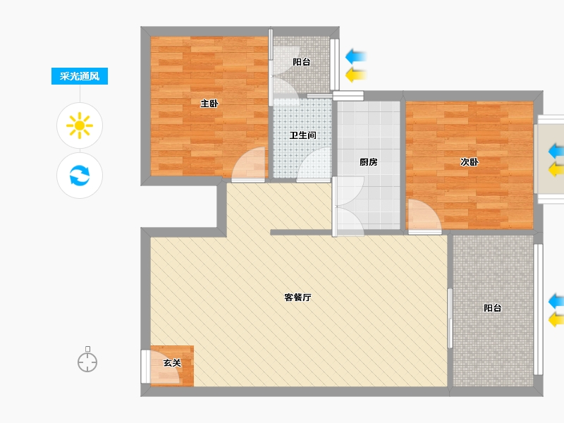 四川省-成都市-紫东锦源-73.46-户型库-采光通风