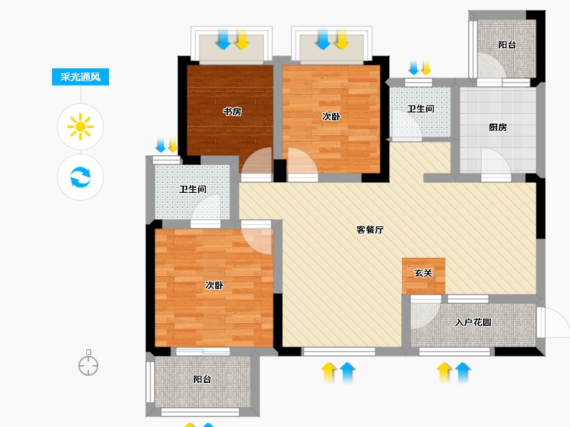 四川省-成都市-汇景新城-79.74-户型库-采光通风