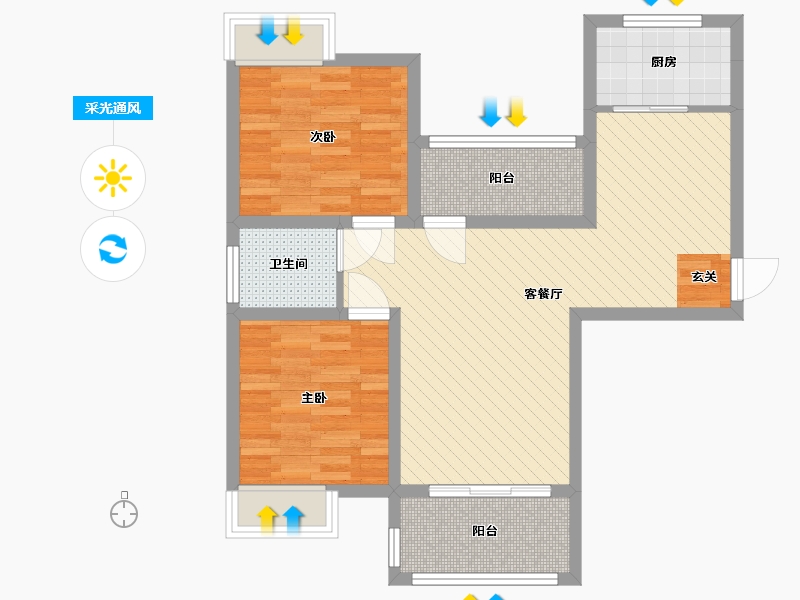 广西壮族自治区-桂林市-恭城山水国际-70.80-户型库-采光通风