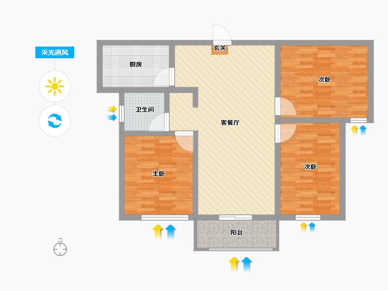 山东省-济宁市-德馨花园-83.66-户型库-采光通风