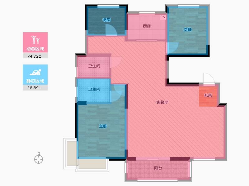 浙江省-丽水市-滨湖苑-100.92-户型库-动静分区