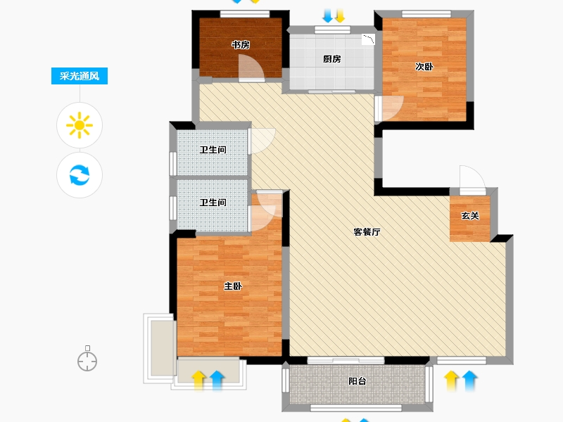 浙江省-丽水市-滨湖苑-100.92-户型库-采光通风