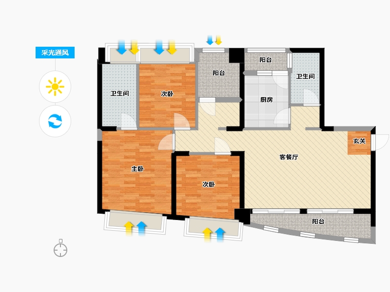 广东省-佛山市-长华国际中心-104.09-户型库-采光通风