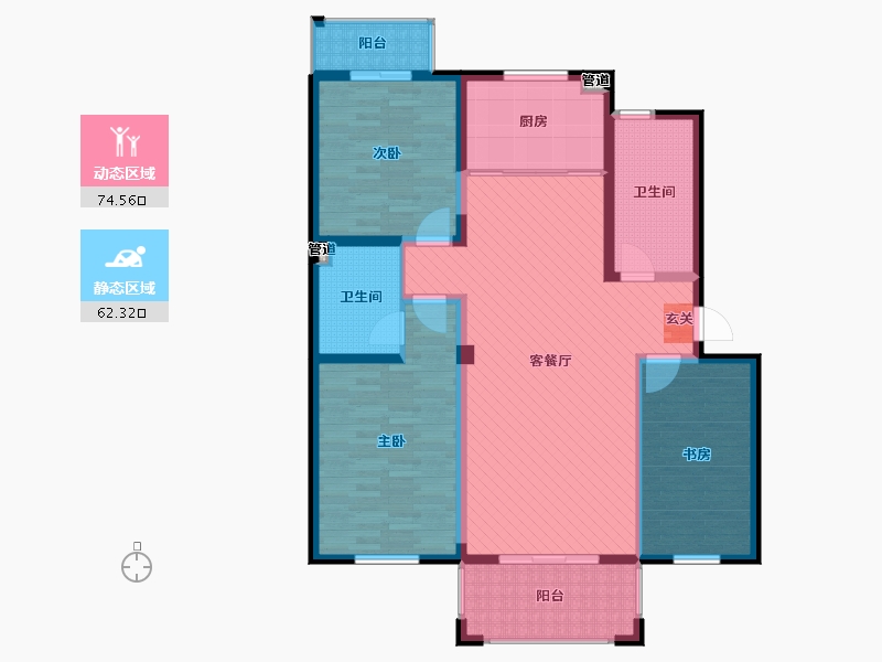 湖南省-衡阳市-八冲豪庭-122.40-户型库-动静分区